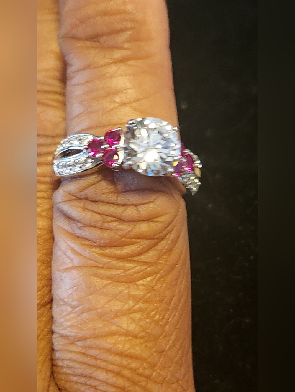 RAJ Lab Created Ruby And White Cubic Zirconia 925. Size 7